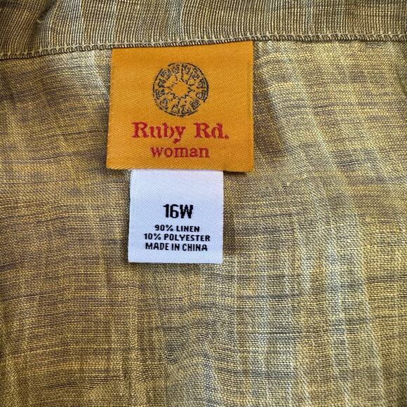 Ruby Rd Linen Jacket Womens 16W Roll Sleeve Lightweight Full ZIp Anorak Jacket - Picture 2 of 6